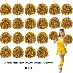 10 Çift ( 20 Adet ) Altın Renk 23 Nisan 19 Mayıs 29 Ekim Okul Gösteri Ponponları