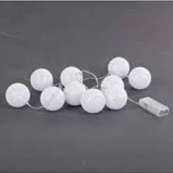 2m 10'lu Işıklı Beyaz Top Dekoratif Süs Pilli