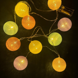 2m 10'lu Işıklı Renkli Top Dekoratif Süs Pilli Mz-312