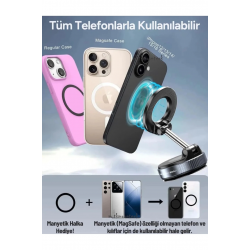 360 Dönebilen Ayarlanabilir Araç Içi Tutucu Kullanılabilen Vakumlu K007 Magsafe Telefon Tutucu