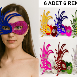 639lı Renkli Balo Maskesi Seti | Karton  Lastikli (yetişkin-çocuk Uyumlu)