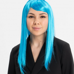 Açık Mavi Renk Uzun Düz Parti Peruğu