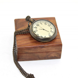 Ahşap Kutulu Pirinç Köstekli Saat 16155