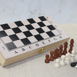 Ahşap Kutulu Satranç Ve Tavla Seti Alk4021