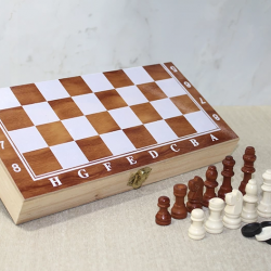 Ahşap Kutulu Satranç Ve Tavla Seti Alk4024