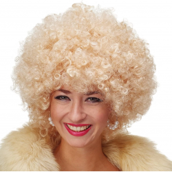 Altın Renk Kıvırcık Afro Bonus Peruk Saç Parti Peruğu Platin Gold