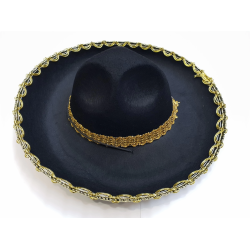 Altın Renk Şeritli Meksika Mariachi Latin Şapkası 55 Cm Çocuk