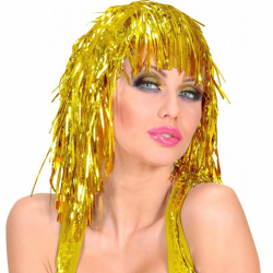 Altın Sarısı Işıltılı Metalize Parti Peruğu