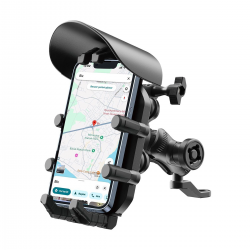 Ayna Bağlantılı Güneş Ve Yağmur Korumalı 360° Derece Ayarlanabilir Motosiklet Telefon Tutucu