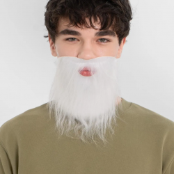 Beyaz Kırçıllı Arkadan Lastikli Beyaz Takma Sakal Yetişkin Çocuk Uyumlu