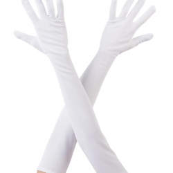 Beyaz Renk Dirseğe Kadar Uzun Kumaş Eldiven 40 Cm