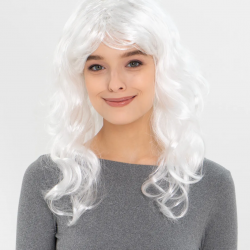 Beyaz Renk Kahküllü Dalgalı Uzun Parti Peruğu