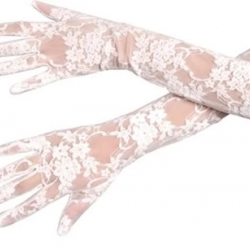 Beyaz Renk Orta Boy Dantelli Eldiven