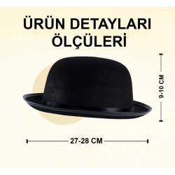 Charlie Chaplin Stil Çocuk Şapkası – Siyah Melon Parti Şapkası