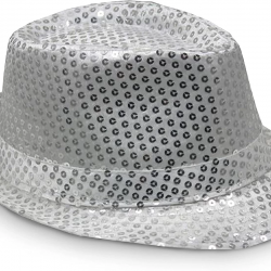 Disko  Gümüş Payetli Fötr Şapka Yetişkin Boy
