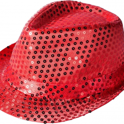 Disko  Kırmızı Payetli Fötr Şapka Yetişkin Boy