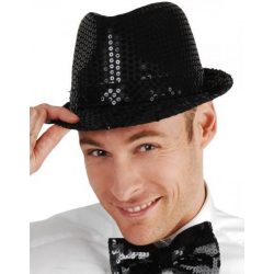 Disko  Siyah Payetli Fötr Şapka Yetişkin Boy