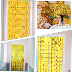 Ekstra Metalize Altın Renk Disko Dikdörtgen Kesim Kapı Perdesi Dekorasyon 1x2 Metre