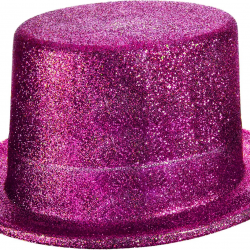 Fuşya Pembe Renk Parıltılı Simli Fötr Silindir Parti Şapkası