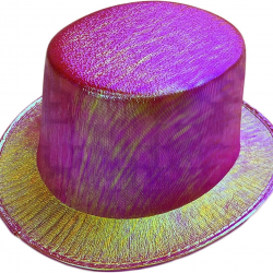 Fuşya Renk Işıltılı Hologram Kumaş Kaplama Fötr Silindir Şapka Yetişkin Boy