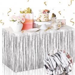 Gümüş Metalize Masa Eteği 275x75 Cm – Kendinden Yapışkanlı