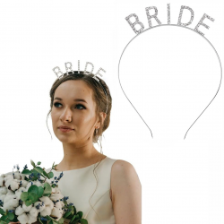 Gümüş Renk Bekarlığa Veda Kristal Taş Bride Tacı İthal 16x10 Cm