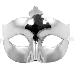 Gümüş Renk Kostüm Partisi Ekstra Parlak Balo Maskesi 15x10 Cm