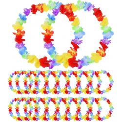 Hawaii Çiçekli Boyun Kolyesi - Renkli Tropikal Parti Leisi 12 Adet