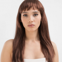 Kahve Renk Uzun Düz Parti Peruğu - Uzun Kahverengi Peruk