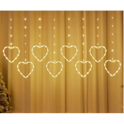 Kalpli Perde Led Işıklar, Sevgililer Günü Romantik Led Aydınlatma