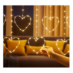 Kalpli Perde Led Işıklar, Sevgililer Günü Romantik Led Aydınlatma