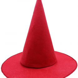 Kırmızı Renk Keçe Cadı Şapkası Yetişkin Çocuk Uyumlu 35x38 Cm