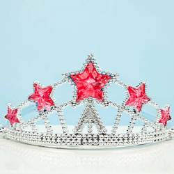 Kırmızı Yıldız Taşlı Plastik Kraliçe Prenses Elsa Tacı Çocuk Boy