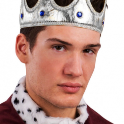 Kral Tacı Gümüş Renk Kumaş Malzeme Yetişkin Boy