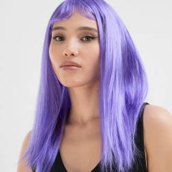 Lila Renk Uzun Düz Parti Peruğu