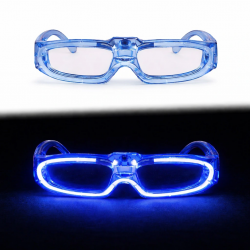 Mavi Led Işıklı Parti Gözlüğü 3 Modlu – Glow  Gece Eğlence Gözlüğü
