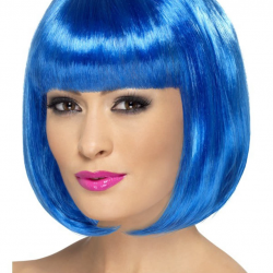 Mavi Renk Parti Peruğu Kısa Küt Saç