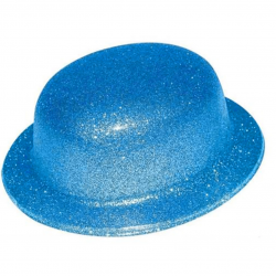 Mavi Renk Simli Melon Yuvarlak Parti Şapkası 24x26 Cm