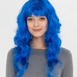 Mavi Renk Uzun Dalgalı Parti Peruğu