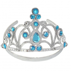 Mavi Taşlı Elsa Çocuk Tacı Prenses Tacı Kraliçe Tacı 16x14 Cm