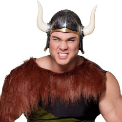 Mega Boynuzlu Viking Ivar Kaskı Eskitilmiş Desen Gümüş Renk