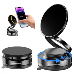 Metalik Magsafe Telefon Tutucu Tüm Yüzeylerle Uyumlu Vakumlu 360 Dönen Oynar Başlık