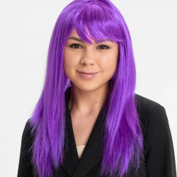 Mor Renk Düz Kesim Uzun Parti Peruğu Takma Saç