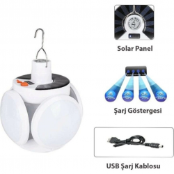 P-038 Solar Güneş Enerji Ve Usb Sarjli 5 Kanatlı