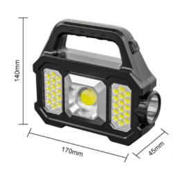 P-880a Solar Powerbanklı Şarjlı Taşınabilir Güçlü Fener