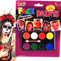 Palyaço Yüz Boyama Seti Fırçalı Makyaj Boyama Seti 8 Renk