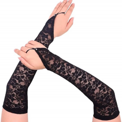 Parmak Askılı Zarif Gece Şıklığı Dantel Eldiven 40 Cm