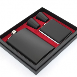 Paslanmaz Çelik 2 Shot Bardak Ve  Tabakalı Matara Seti Alk2670