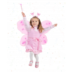 Pembe Kelebek Kız Seti – 50 Cm Kelebek Kanadı, Taç Ve Asa