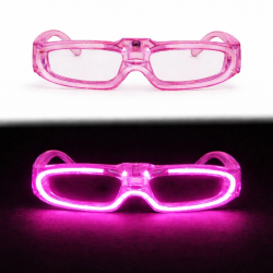 Pembe Led Işıklı Parti Gözlüğü 3 Modlu – Glow  Gece Eğlence Gözlüğü
